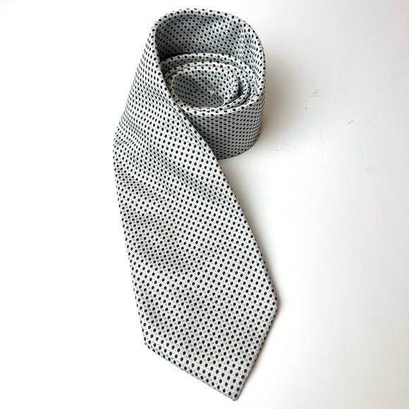 Giorgio Armani Mini Polka Dot 100% Silk Tie Made in Italy Light Blue & Brown - Picture 2 of 9